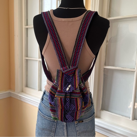 Pinzon Mexican woven mini backpack purple multi - Picture 4 of 14